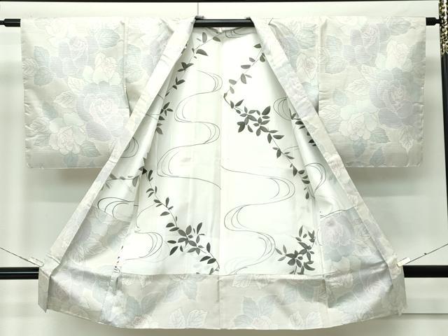 平和屋着物●極上 本場大島紬 白大島 アンサンブル 薔薇 逸品 未使用 CZAA4577s6