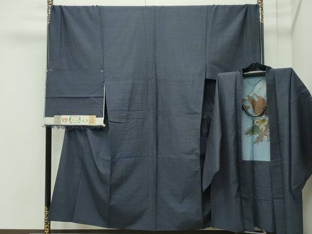 平和屋着物●極上　男性　結城紬　アンサンブル　キングサイズ　80亀甲　総詰め　証紙付き　逸品　CZAA4589s6 平和屋着物○極上 男性 結城紬 アンサンブル キングサイズ 80亀甲 総