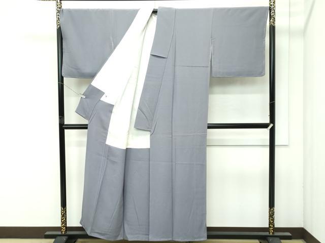 平和屋着物●極上 色無地 桔梗鼠色 葉尽くし地紋 逸品 未使用 CZAA4604s6
