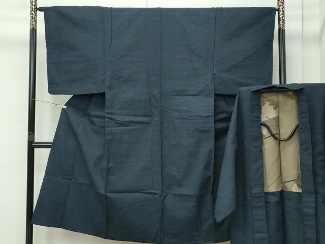 平和屋着物■極上 男性 綿薩摩 木綿 アンサンブル 100亀甲 羽織紐付き 逸品 CZAA4623s6