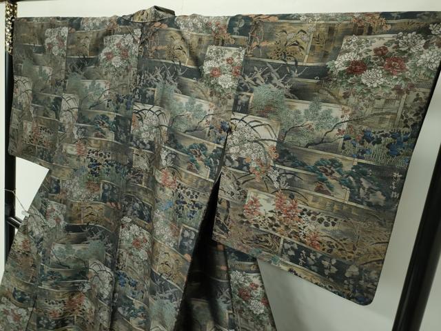 平和屋本店●極上 白泥染の第一人者・絣の魔術師 恵積五郎 本場大島紬 9マルキ 総絣 草花文 恵大島織物謹製 さが美扱い 逸品 CZAA4631s6