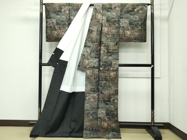 平和屋本店●極上 白泥染の第一人者・絣の魔術師 恵積五郎 本場大島紬 9マルキ 総絣 草花文 恵大島織物謹製 さが美扱い 逸品 CZAA4631s6
