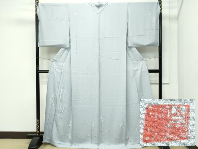 平和屋本店▽極上 山口美術織物 皇室 伊勢神宮御用 西陣織 訪問着 単衣 総刺繍 草花文 金銀彩 逸品 CZAA4659s6