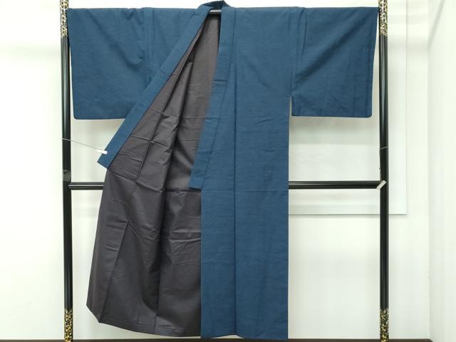 平和屋着物●極上 男性 紬 アンサンブル 色無地 鉄御納戸色 逸品 CZAA4688s6