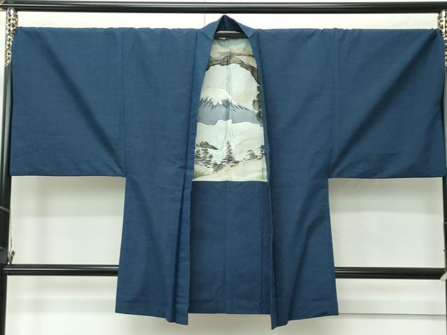 平和屋着物●極上 男性 紬 アンサンブル 色無地 鉄御納戸色 逸品 CZAA4688s6