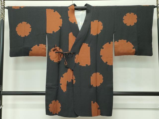 平和屋着物＃極上　道中着　ロング丈　絞り　雪輪文様　黒地　逸品　CZAA4695s6 平和屋着物＃極上 道中着 ロング丈 絞り 雪輪文様 黒地 逸品 CZAA4695s6