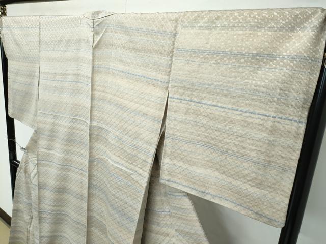 平和屋本店●極上 藍香房 花織 紬 横段文 逸品 CZAA4697s6
