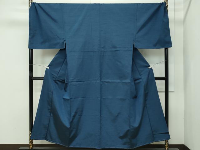 平和屋着物●極上 男性 紬 アンサンブル キングサイズ 色無地 鉄御納戸色 逸品 未使用 CZAA4707s6