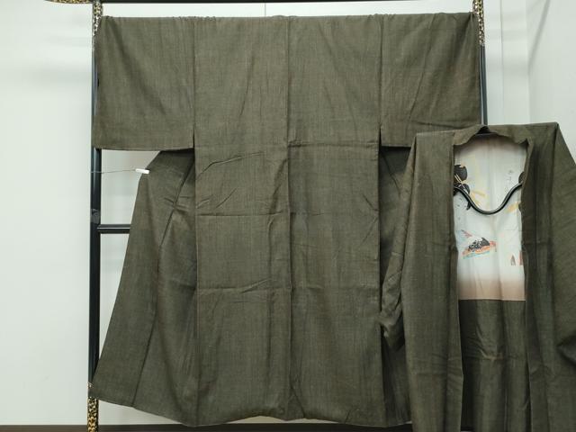 平和屋着物●極上 男性 紬 アンサンブル キングサイズ 霞文 逸品 CZAA4709s6