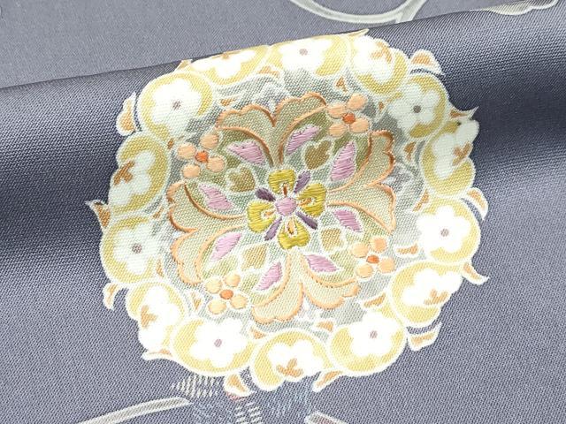 平和屋本店●極上 訪問着 刺繍 正倉院花唐草文 紫鼠色地 逸品 未使用 CZAA4717s6