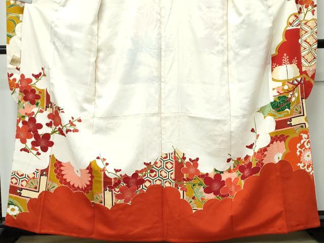平和屋本店●極上 アンティーク 大正ロマン 振袖 駒刺繍 飛鶴花松文 金銀彩 逸品 CZAA4719s6