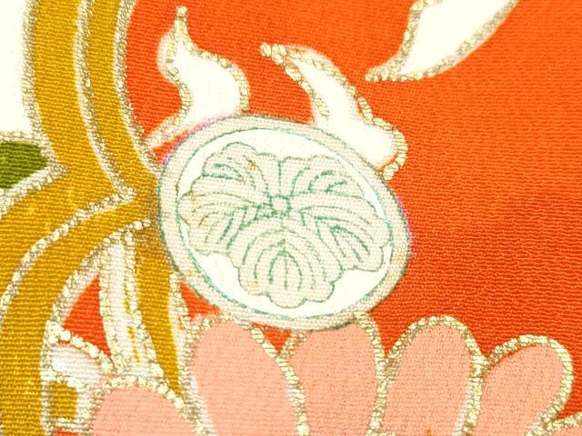 平和屋本店●極上 アンティーク 大正ロマン 振袖 駒刺繍 飛鶴花松文 金銀彩 逸品 CZAA4719s6