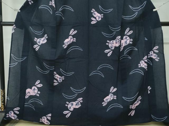 平和屋着物∴極上 夏物 浴衣 有松鳴海絞り 兎 芝草文 濃紺地 綿 逸品 未使用 CZAA4732s6