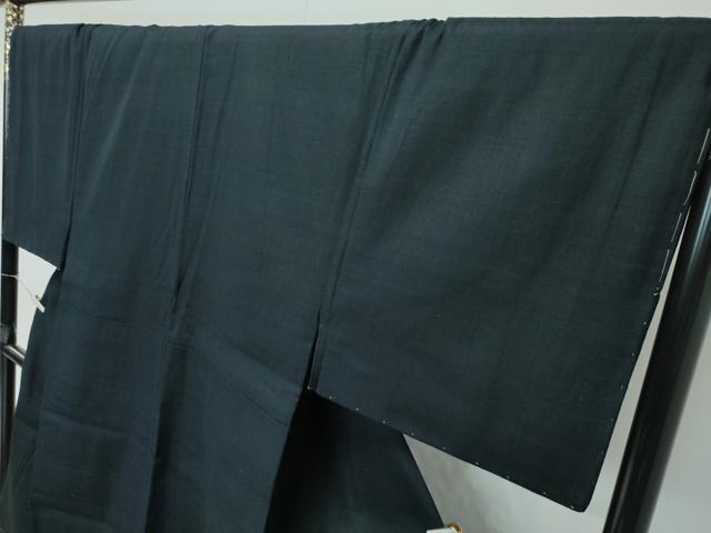 平和屋本店■希少 紬屋吉平 本場結城紬 重要無形文化財 男性 色無地 黒緑色 証紙付き 逸品 未使用 CZAA4748s6