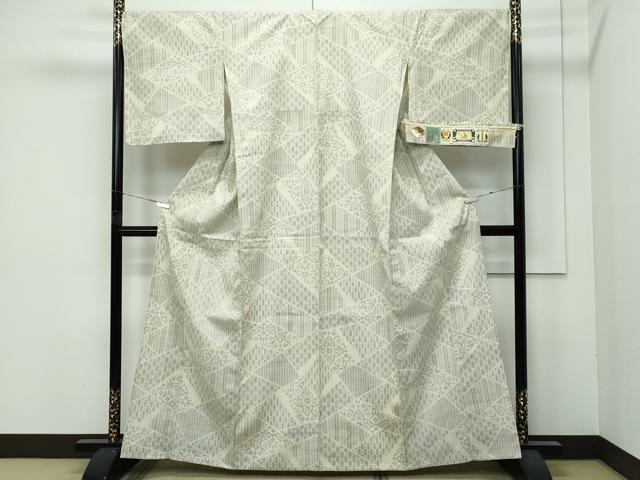平和屋本店▽極上 本場結城紬 重要無形文化財 単衣 100亀甲 吉祥文 証紙付き 逸品 未使用 CZAA4760s6