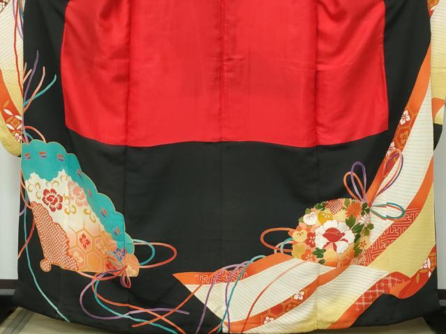 平和屋着物●極上 アンティーク 大正ロマン 振袖 駒刺繍 檜扇吉祥花文 暈し染め 金彩 逸品 CZAA4775s6