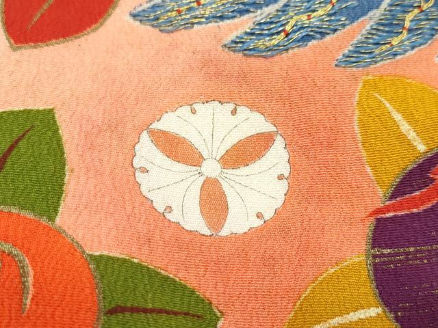 平和屋着物●極上 アンティーク 大正ロマン 振袖 駒刺繍 檜扇吉祥花文 暈し染め 金彩 逸品 CZAA4775s6