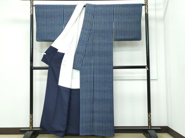 平和屋着物●極上 天然藍染 江戸小紋 間道 上代118万 証紙付き 逸品 CZAA4779s6