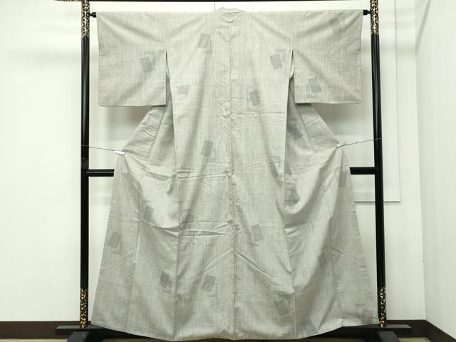 平和屋着物●極上 本場結城紬 重要無形文化財 100亀甲 飛び亀甲柄 色紙重ね文様 灰汁色地 逸品 CZAA4781s6