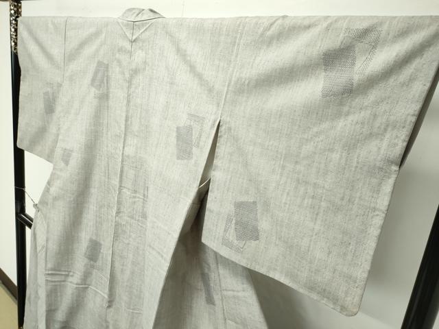 平和屋着物●極上 本場結城紬 重要無形文化財 100亀甲 飛び亀甲柄 色紙重ね文様 灰汁色地 逸品 CZAA4781s6