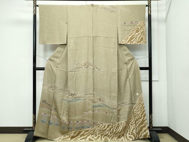 平和屋着物●極上 倉染匠 猟彩友禅作家 倉翔篁 訪問着 シルクロード 油色地 逸品 CZAA4790s6