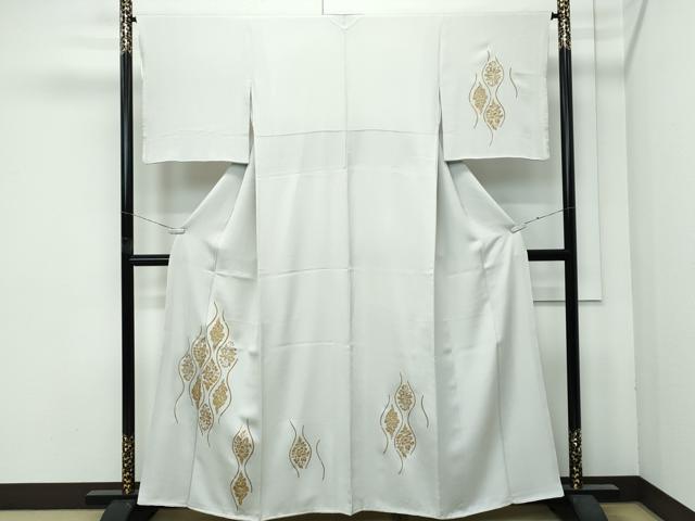 平和屋着物●極上 京都・手描き友禅 老舗の染匠 染の三喜 訪問着 立涌草花文 金彩 練色地 反端付き 逸品 CZAA4797s6