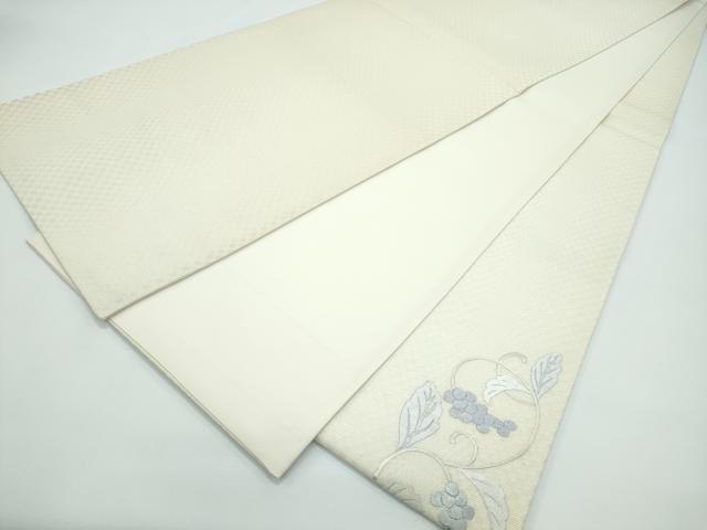 平和屋着物●極上 太鼓柄袋帯 総刺繍 ラインストーン 葡萄唐草文 銀通し地 逸品 未使用 CZAA4813s6