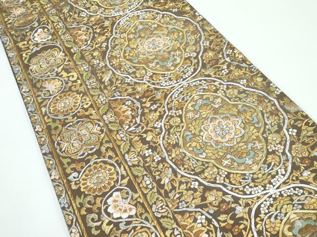 平和屋本店●極上 六通柄袋帯 総刺繍 駒刺繍 正倉院花唐草文 金銀糸 逸品 CZAA4817s6