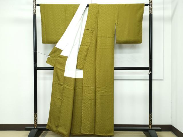 平和屋着物●極上 お召 色無地 梅幸茶色 花菱地紋 逸品 未使用 CZAA4849s6