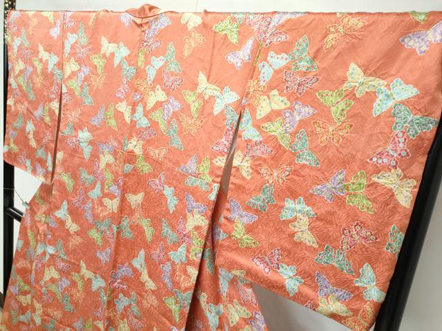 平和屋本店●極上 創業460年・千總 小紋 絞り 舞蝶文 金彩 そひ色地 大丸扱い 逸品 CZAA4856s6