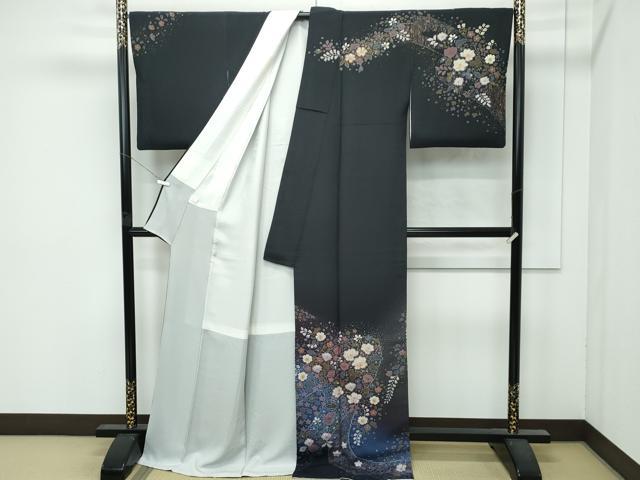 平和屋着物●極上 吉乃一廉 幻の辻が花 絞り 暈し染め 黒地 金彩 逸品 CZAA4865s6