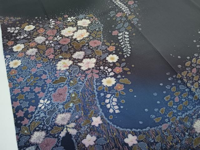 平和屋着物●極上 吉乃一廉 幻の辻が花 絞り 暈し染め 黒地 金彩 逸品 CZAA4865s6