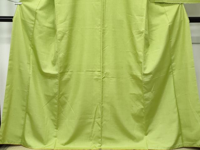 平和屋着物●極上 結城紬 アタカスシルク 色無地 抹茶色 証紙付き 逸品 CZAA4873s6