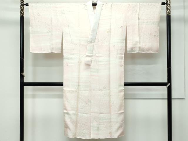 平和屋本店●極上 訪問着・長襦袢セット 駒刺繍 松竹梅文箱花文 暈し染め 金彩 丁子色地 逸品 CZAA4878s6