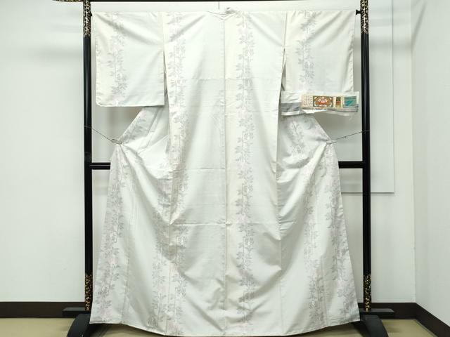 平和屋着物●極上 本場大島紬 白大島 白泥染 草花文 ほていや 株式会社大山謹製 証紙付き 逸品 未使用 CZAA4885s6