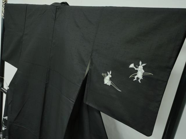 平和屋本店●極上 訪問着 紬地 中国三大刺繍 総相良刺繍 黒地 やまと誂製 逸品 CZAA4899s6