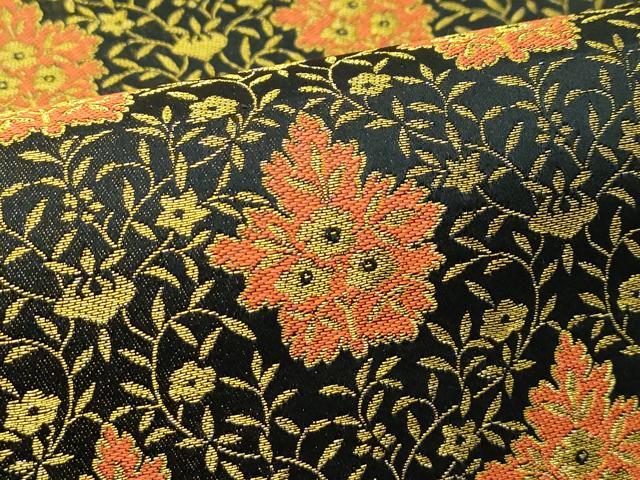 平和屋着物●極上 両面 全通柄袋帯 五葉華文 黒地 金糸 逸品 CZAA4932s6
