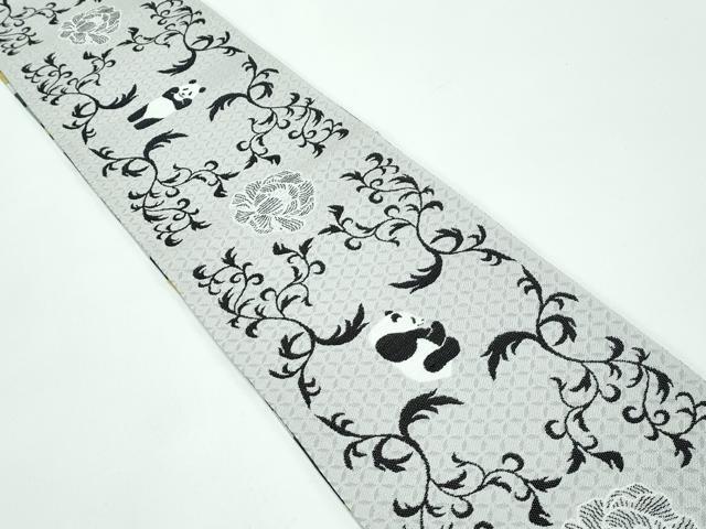 平和屋本店●極上 西陣 田中伝 両面 半幅帯 竹 パンダ ぱんだ 逸品 未使用 CZAA4960s6