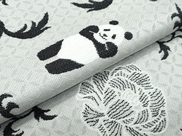 平和屋本店●極上 西陣 田中伝 両面 半幅帯 竹 パンダ ぱんだ 逸品 未使用 CZAA4960s6