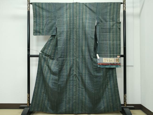 平和屋着物●極上 伝統工芸士 七代目 吉澤与市 紬 間道 上代25万 証紙付き 逸品 未使用 CZAA4961s6