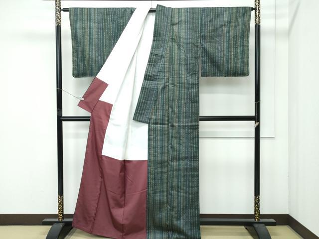 平和屋着物●極上 伝統工芸士 七代目 吉澤与市 紬 間道 上代25万 証紙付き 逸品 未使用 CZAA4961s6