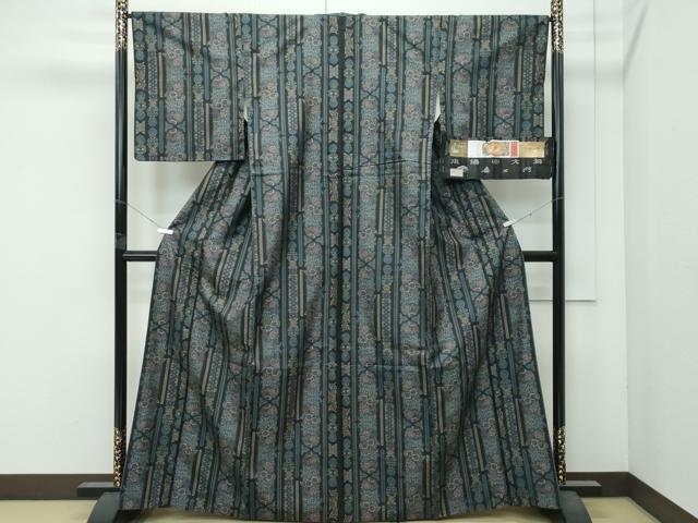 平和屋本店●極上 都喜ヱ門 本場大島紬 9マルキ 更紗奄美 藤絹織物謹製 証紙付き 逸品 CZAA4962s6