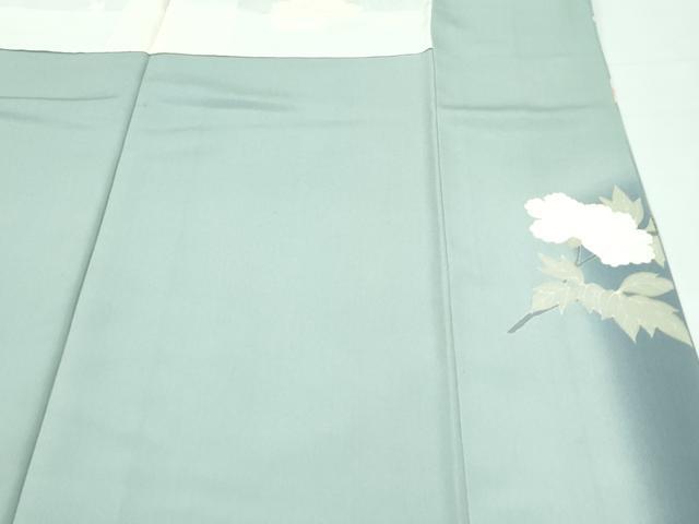 平和屋着物●極上 訪問着 友禅 作家物 枝花文 暈し染め 青白橡色地 逸品 CZAA4977s6