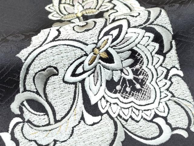 平和屋着物●極上 訪問着 総刺繍 更紗唐草文 金糸 檳榔子染色地 逸品 CZAA4980s6
