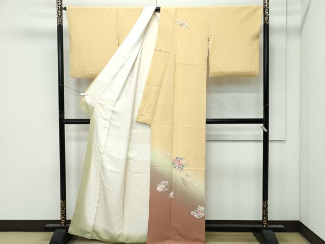 平和屋着物●極上 訪問着 草花文 暈し染め 飴色地 逸品 CZAA4981s6