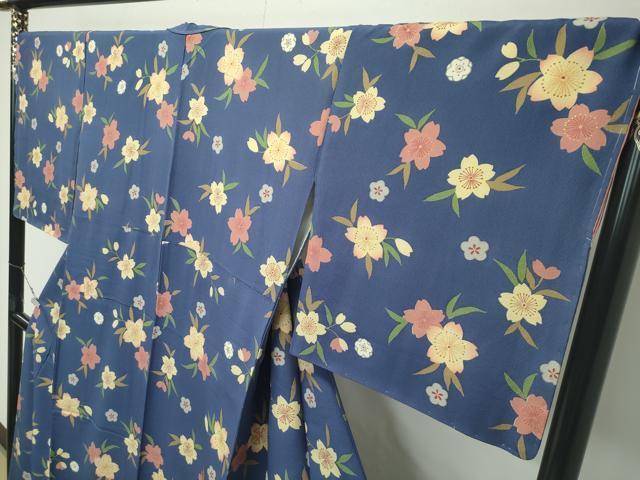 平和屋着物●極上 ファッションデザイナー 花井幸子 小紋 草花文 金彩 褐色地 逸品 未使用 CZAA4985s6