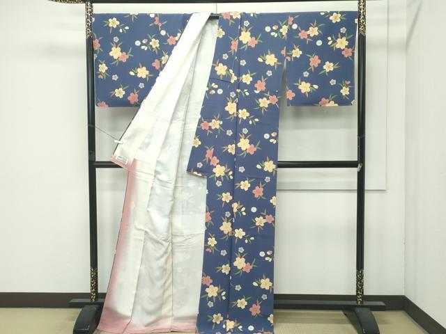 平和屋着物●極上 ファッションデザイナー 花井幸子 小紋 草花文 金彩 褐色地 逸品 未使用 CZAA4985s6