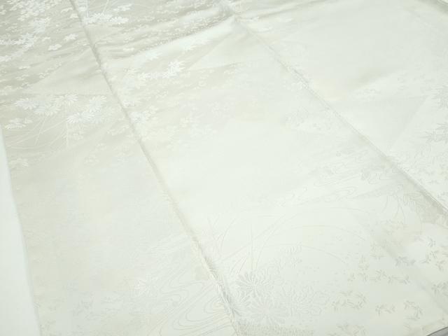 平和屋着物●極上 色無地 砂色 流水草花地紋 逸品 CZAA4996s6
