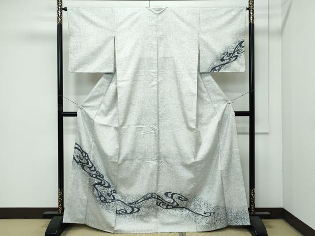 平和屋着物●極上 訪問着 紬地 流水文 逸品 CZAA4998s6