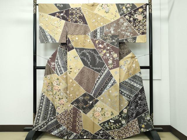 平和屋本店●極上 訪問着 駒刺繍 切嵌吉祥花文 金彩 逸品 CZAA5797s6